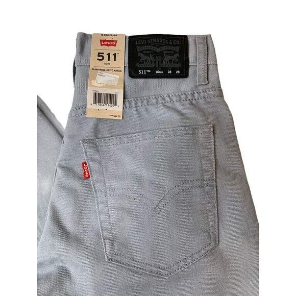 Levi’s Sim 511 Light Gray Skate Stretch Slim Fit Denim Jeans 28 X28 NEW Youth 16 - Picture 6 of 12